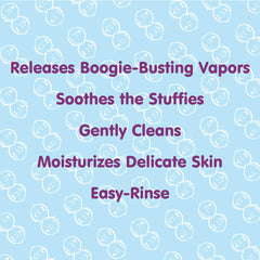 Boogie Kids Botanical Bubble Bath label close-up showing essential oils and safe formula