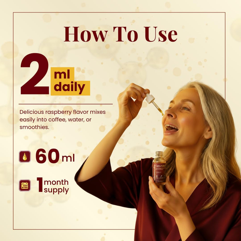 Boost Labs Liposomal NAD+ bottle beside skincare routine for healthy-looking skin.