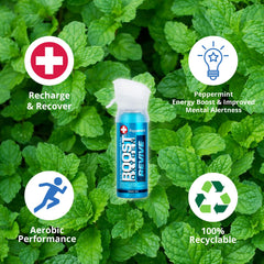 Six-pack packaging display for portable, everyday breathing support with Boost Oxygen.