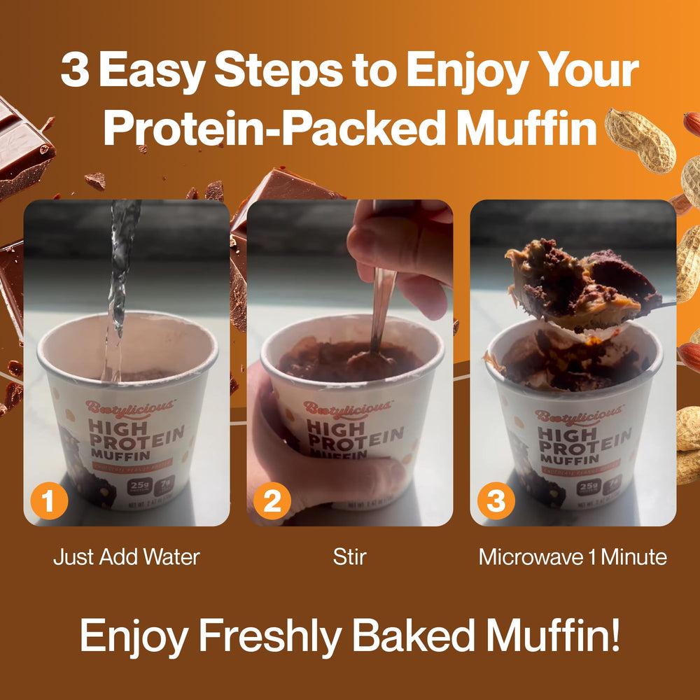 Chocolate peanut butter muffin cup with 7g net carbs for mindful snacking