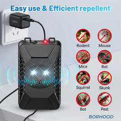 BORHOOD Ultrasonic Rodent Repellent power options: battery, USB, or DC power