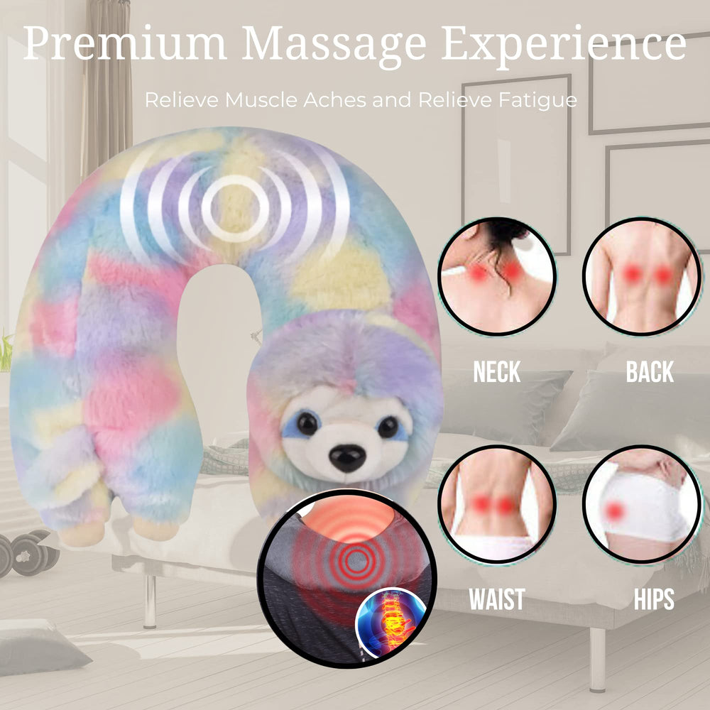 Rainbow Sloth design massage wrap for soothing vibrations and soft, skin-friendly fabric