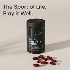 Nutrition facts and ingredients listed on Sports Research omega-3 bottle