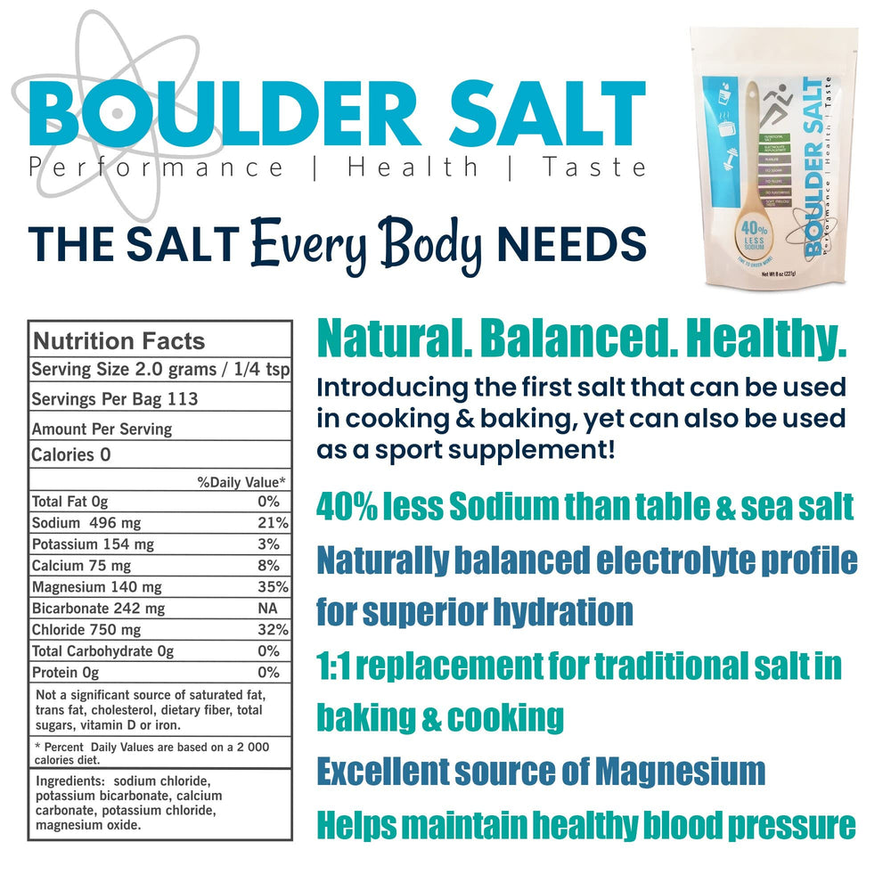 Boulder Salt in a glass of water for easy hydration.
