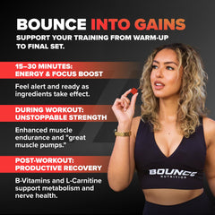 Bounce Pro Pre Beast Mode ingredient panel highlights caffeine and amino acids