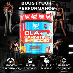 BPI Sports CLA Carnitine Shredded ingredient panel highlights CLA and L-carnitine