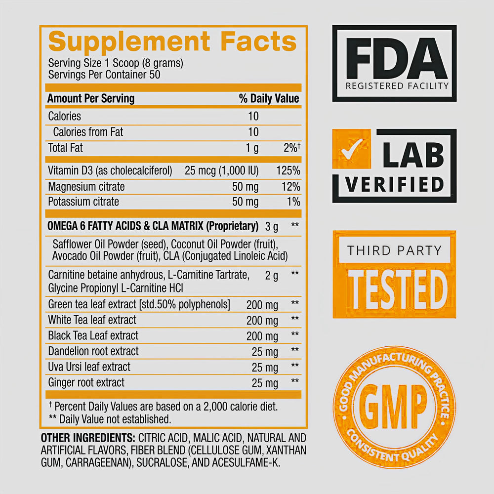 BPI Sports CLA + Carnitine Shredded tropical mango serving image hints at versatile timing and stacking.