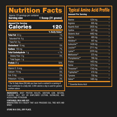 Ingredients list close-up emphasizing purity and high-quality whey protein.
