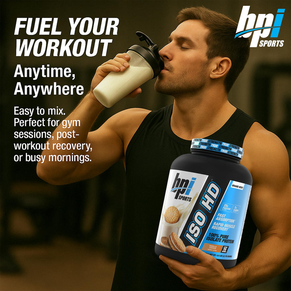 ISO HD scoop and measuring tool for precise post-workout portions.