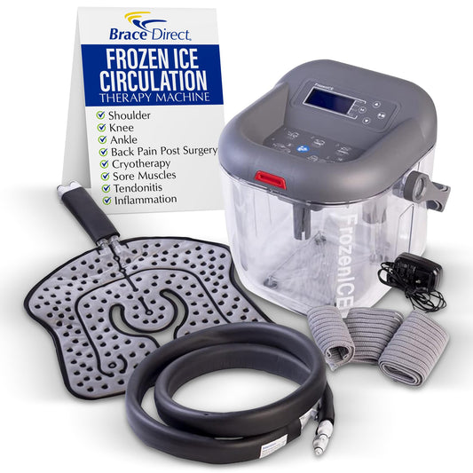 Brace Direct FrozenIce therapy machine with knee setup for targeted cold therapy at home.