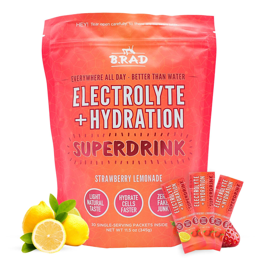 B.rad Superdrink bottle pours to show quick hydration.