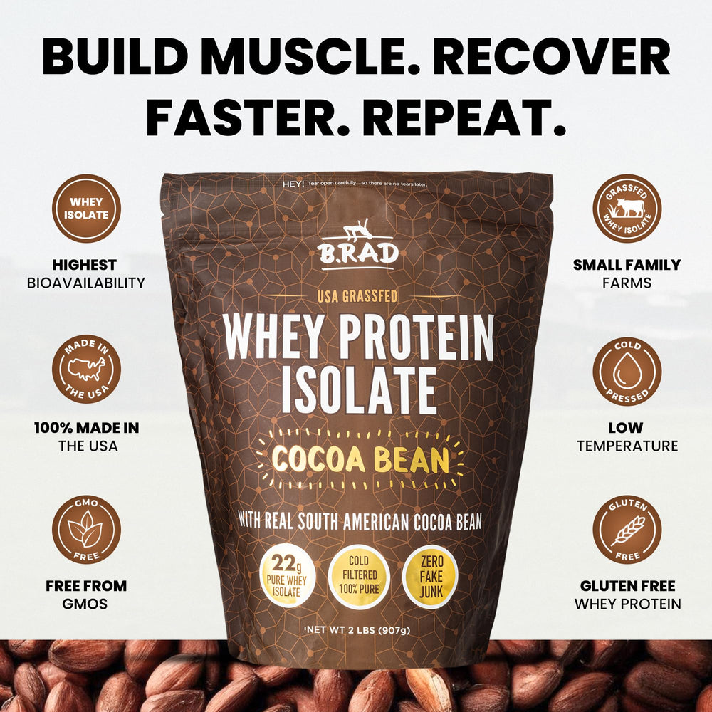 B.rad Whey Isolate blended into smoothie creates a rich chocolate flavor.