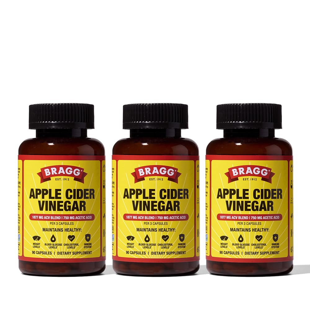 Bragg ACV Capsules bottle on counter offering convenient daily wellness