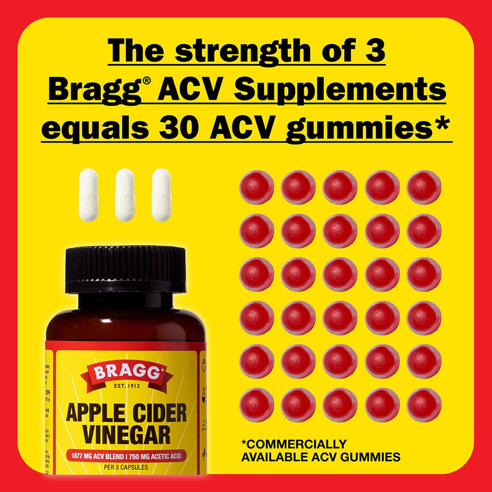 Bragg ACV Capsules pour into glass illustrating daily consumption
