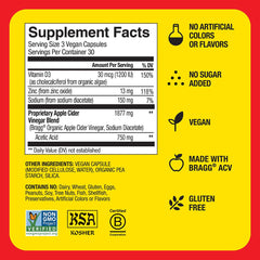 Bragg ACV capsules packaging notes non-GMO and kosher status.