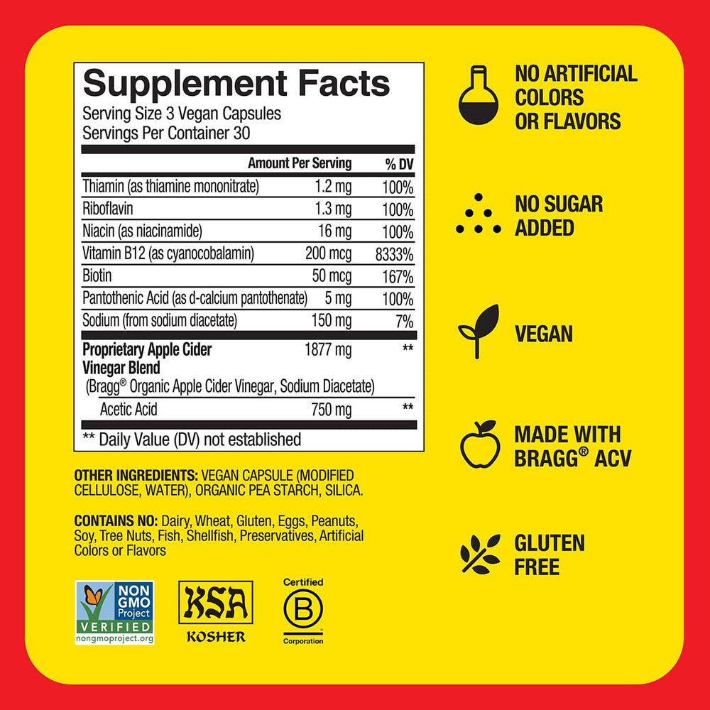 Bragg Energy ACV Capsules pouring into glass for an easy daily routine