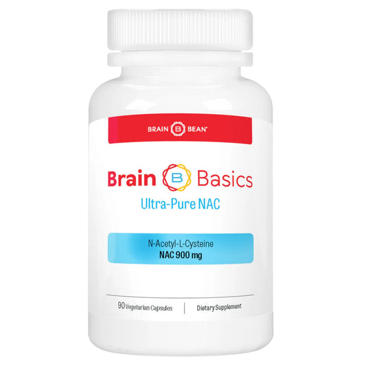 Brain Bean Brain Basics Ultra NAC bottle showing premium antioxidant support label