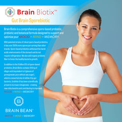 Brain Bean Brain Biotix bottle-pour demonstrates simple daily use for gut support