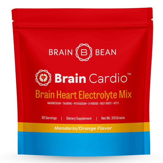 Brain Bean Brain Cardio Electrolyte Mix bottle pour en Mandarin/Orange for refreshing hydration