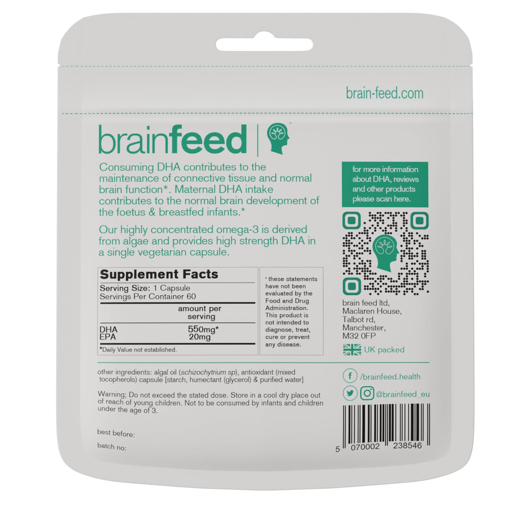 Brain Feed DHA bottle beside pregnancy-use lifestyle hints