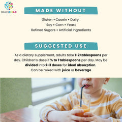 BrainChild Liqui-C Complete gluten-free label reinforces suitability for sensitive diets.