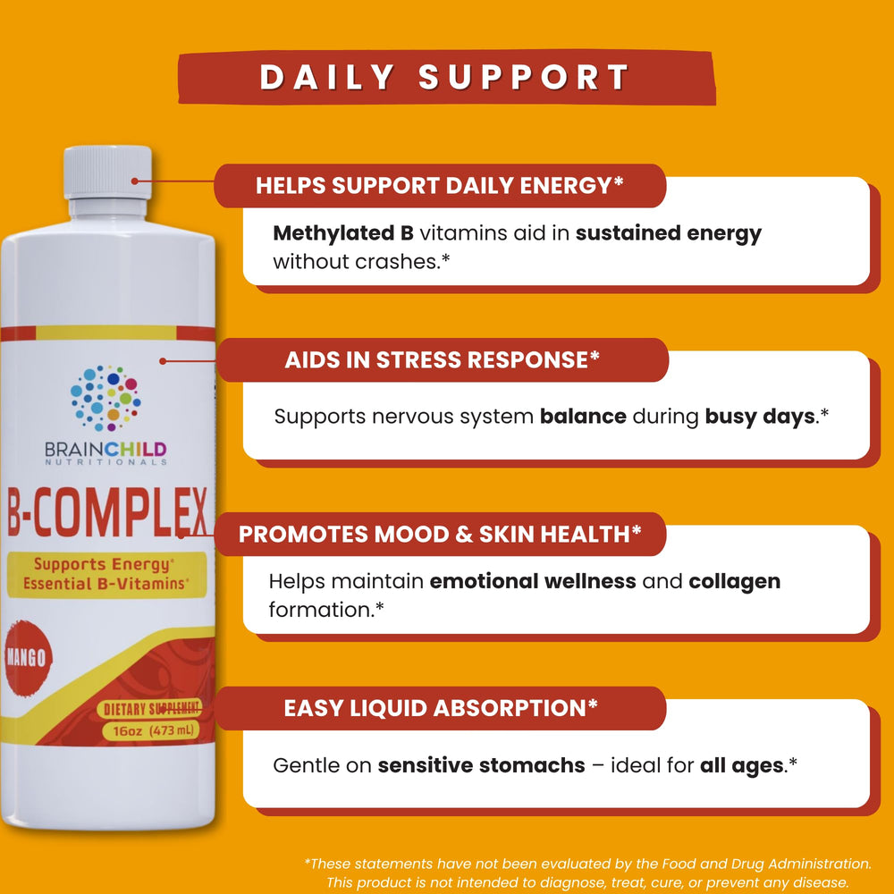 BrainChild B-Complex Liquid dropper highlights precise dosing