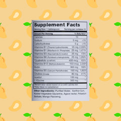 BrainChild Nutritionals B-Complex Liquid mango flavor being served for tropical taste.