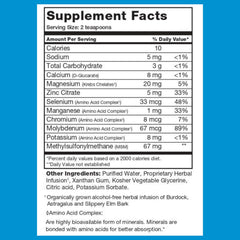 BrainChild Spectrum Support Minerals glass with unflavored liquid ready to drink.