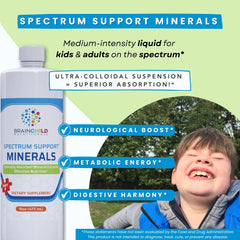 BrainChild Spectrum Support Minerals poured into a glass for easy drinks.