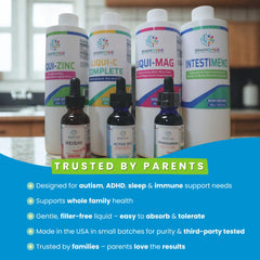 BrainChild Spectrum Support Minerals packaging highlights allergen-free, small-batch production.