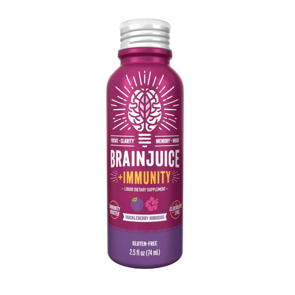 BrainJuice organic ginger root visual emphasizes natural ingredients and zing