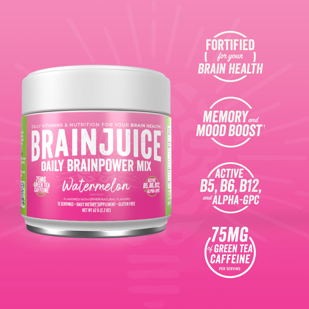 BrainJuice Watermelon powder scoop for precise dosing and steady focus