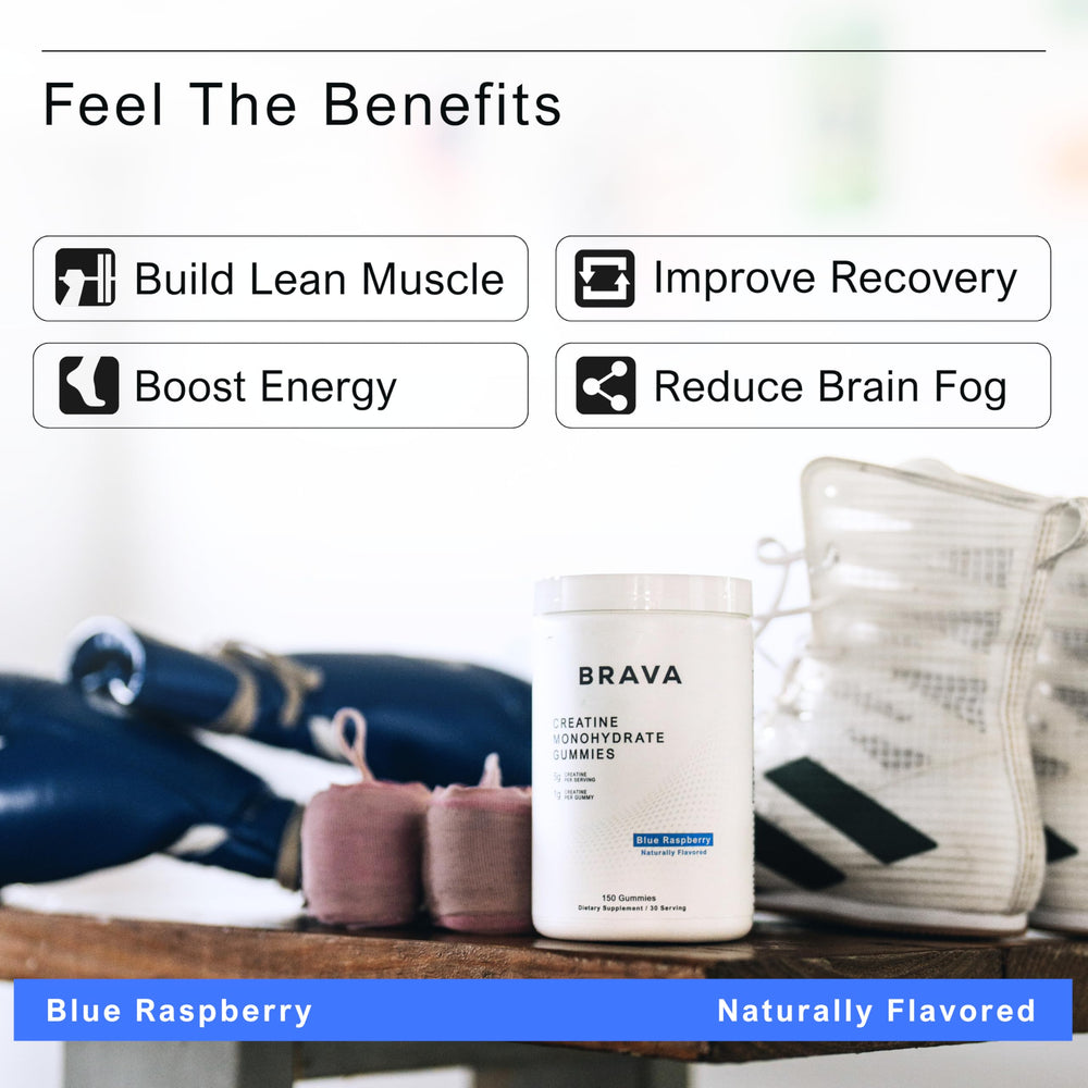 BRAVA NUTRITION Brava Creatine Gummies being poured for convenient dosing.