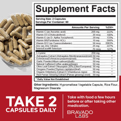 Bravado Labs L-Lysine capsules closeup for everyday use.
