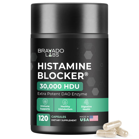 Bravado Labs DAO bottle with 30,000 HDU for histamine metabolism.
