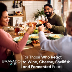 Bravado Labs label shows non-GMO gluten-free formula.