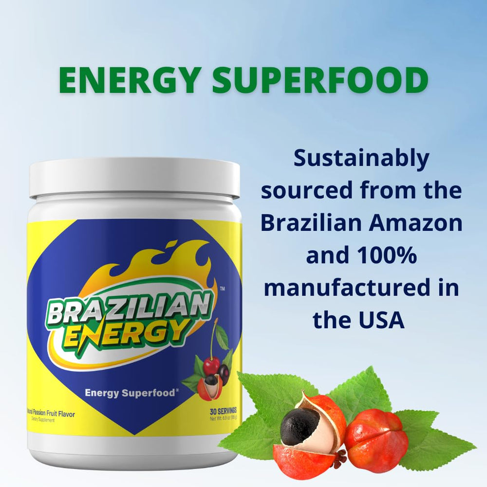Brazilian Energy acai berry powder pouch rich in antioxidants and tropical flavor.