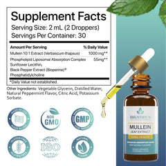 Breathium Mullein Drops proudly labeled Made in USA