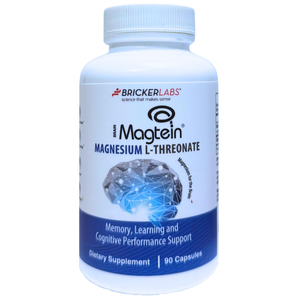 Bricker Labs Magtein bottle and label highlighting brain health support.