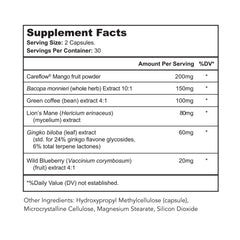 Bright Naturals Mind Renew capsules closeup with Lion's Mane and Ginkgo for focus.