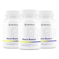 Bright Naturals Nerve Restore bottle promotes everyday nerve health support.