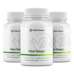 Bright Naturals Vital Detox bottle label close-up for daily liver support