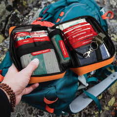 BrightCare Adventure camping and hiking setup fits compact backpacks easily