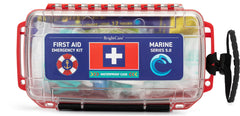 BrightCare marine first-aid kit with waterproof case kept dry on deck