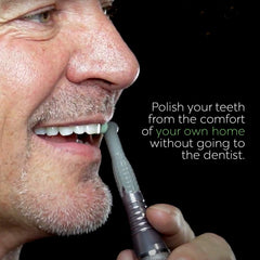 Included dental tool set enables a complete at-home mouth cleaning routine.