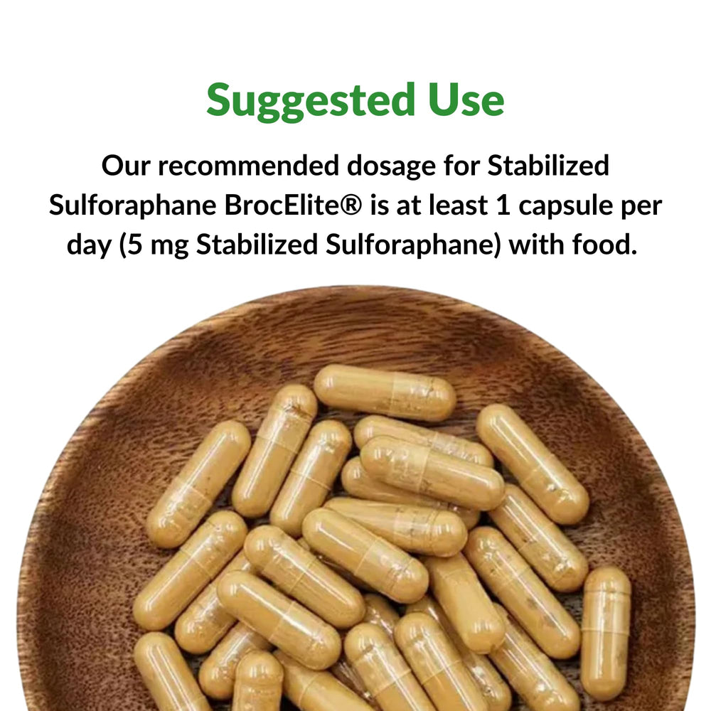 BrocElite Plus 30-count vegan capsules on packaging.