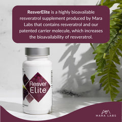 BrocElite ResverElite bottle with glass emphasizes premium daily supplement usage.