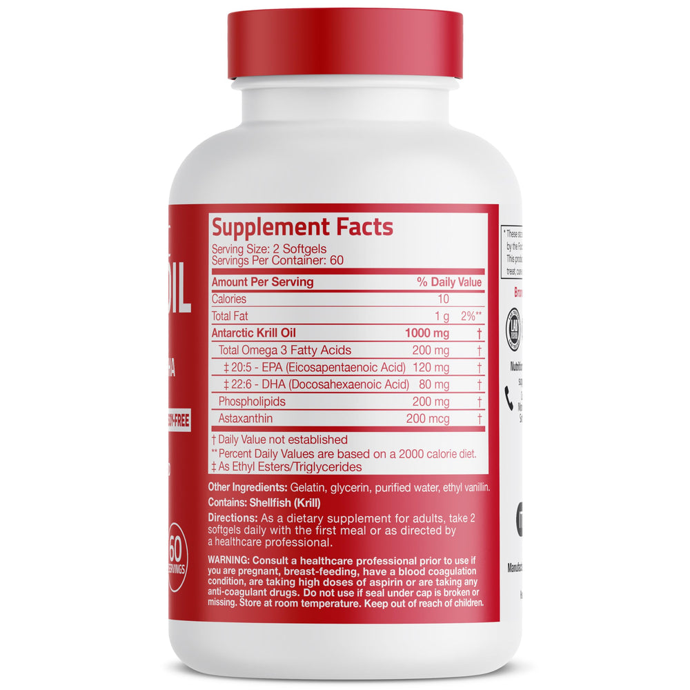 Bronson Krill Oil Omega-3 Phospholipids for improved absorption and cellular support.