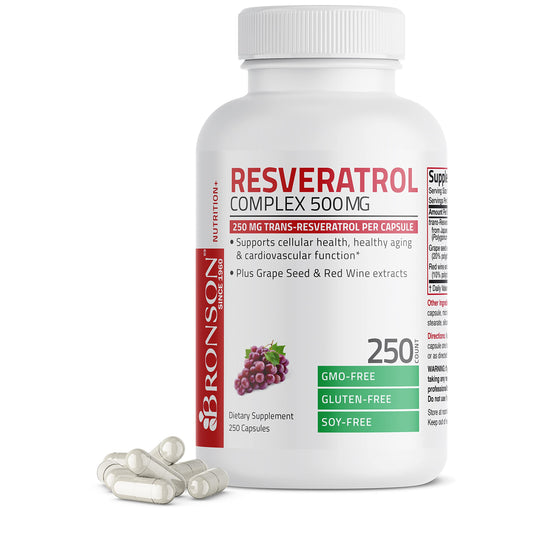 Bronson Resveratrol 500mg bottle for healthy aging support