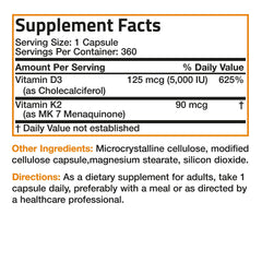 Bronson vitamin k2 mk7 d3 ingredients view communicates product composition.